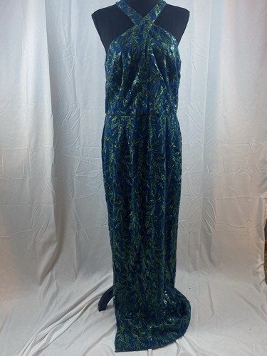 NWOT JS Collections Halter Pleated Gown `Plum` Size 8