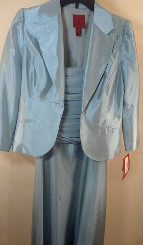 New JS Collections 90s Formal S Sleeveless Gown 6 Mint Blue Beads Jacket Set
