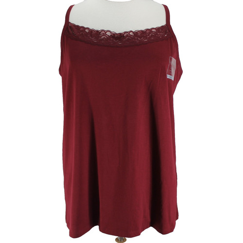 JS COLLECTIONS Catherines Suprema Collection Cami Tank Top Womens Size 2X Maroon Lace Trim