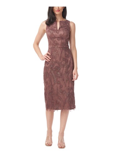 JS COLLECTIONS JS COLLECTION Womens Sleeveless Split Below The Knee Cocktail Sheath Dress
