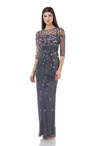 JS Collections Leena Bateau Midi Dress In Navy Blue  Women’s Size 12  Brand New
