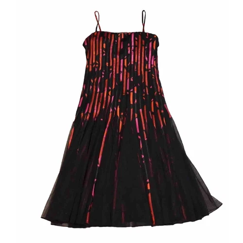 JS Collections Women 12P Dress multi color black combo Ribbon Trim Mesh