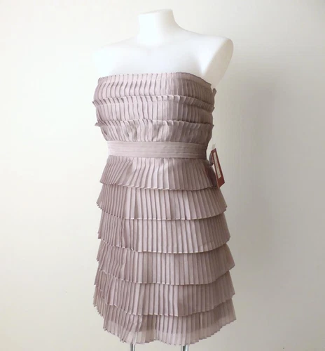JS Collections Ruffle Dress $499 NWT Strapless Pleated AU 14   16 US 14