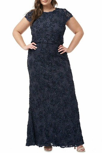 JS Collections Womens Embroidered Sheath Dress  navysilver  12