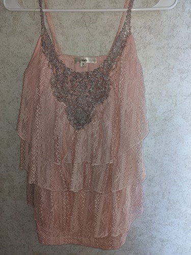 JS COLLECTIONS Vanity Premium Collection Women's Blo Size Md Pink Lacey Sequin