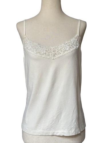 Lauren Ralph Lauren Lace Trim Tank Top Camisole Womens XL Beige Knit Shelf Bra