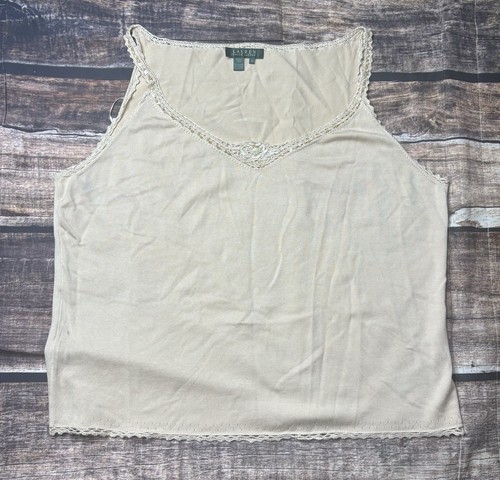 LAUREN RALPH LAUREN Vintage Ralph Lauren polo jeans Cotton Embroidered Lace Camisole tank cami top L
