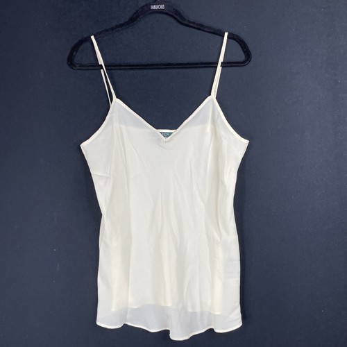 Lauren Ralph Lauren Tank Top Cami Shell Cream Large Sheer Sexy Career Feminine