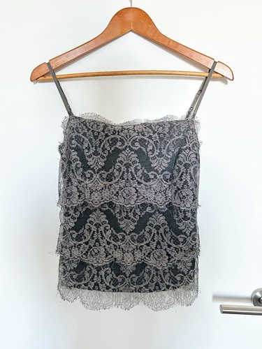 LAUREN RALPH LAUREN Ralph Lauren Top Womens 10 Black Label Silk Cami Shirt Purple Paisley V Neck A