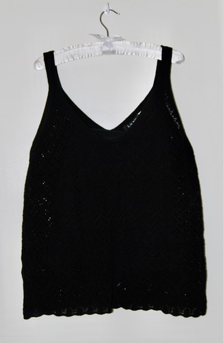 LAUREN RALPH LAUREN NWT Ralph Lauren Black Label Women's Black Crochet Lined V Neck Tank Top sz XXL