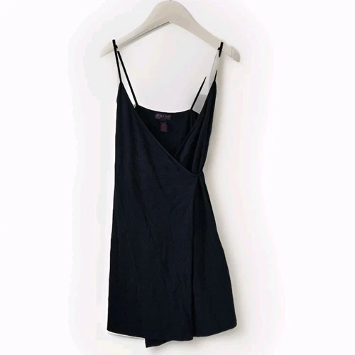 LAUREN RALPH LAUREN Ralph Ralph Lauren Robe Womens M Black Ties Spaghetti Straps Lingerie VTG FLAW
