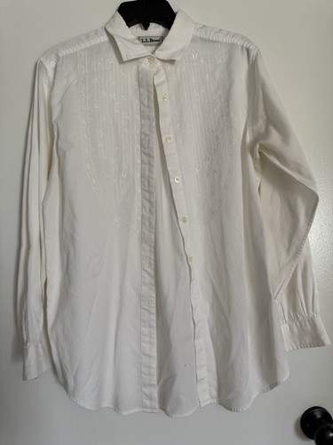 Lauren Ralph Lauren Size Medium White Button Down Shirt LRL 100% Linen Lace