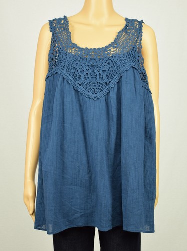 Lauren Ralph Lauren Womens Channel Blue 2PC Crochet Tank Top XL