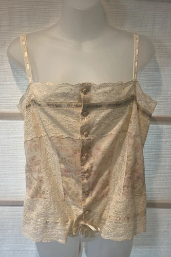 LAUREN RALPH LAUREN Ralph Lauren Ivory Pink Floral Camisole Intricate Lace & Ribbon Details~Sz 10