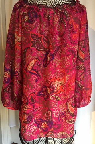 LAUREN RALPH LAUREN Chaps by Ralph Lauren Misses Chiffon Paisley Georgette Blo Cami Top L Pink