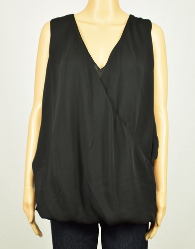 Lauren Ralph Lauren Womens Black V Neck Faux Wrap Surplice Tank Blo Top M L