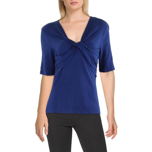 Lauren Ralph Lauren Womens Blue Ribbed Blo Pullover Top Shirt XL BHFO 9965