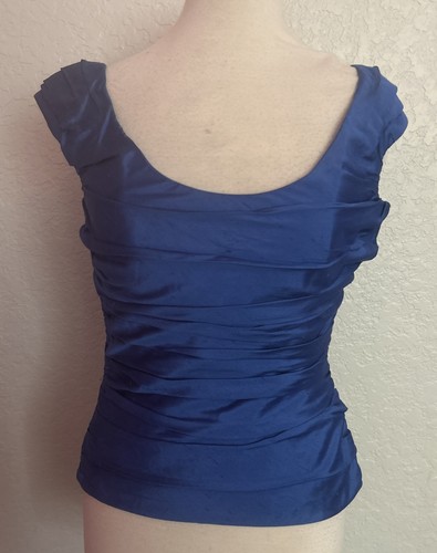 LAUREN RALPH LAUREN Ralph Lauren Womens Silk Satin Sleeveless Top Metallic Blue Size 6