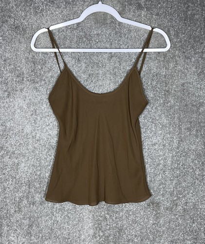 LAUREN Ralph Lauren Camisole Cami Top Womens Size 6 Brown Semi Sheer Scoop Neck