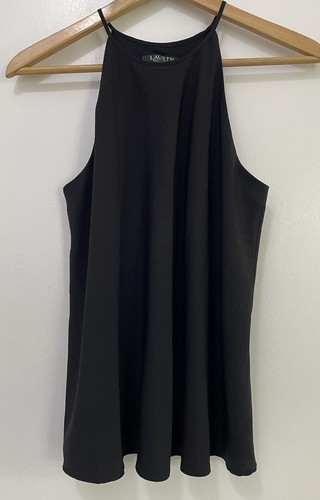 Lauren Ralph Lauren Shirt Womens Small Black Tank Cotton Blend Lace Camisole Y2K