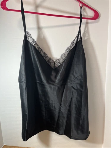 LAUREN RALPH LAUREN Ralph Lauren Womens 10 100% Silk Tank Top Cami Lined Sleeveless Black NWT