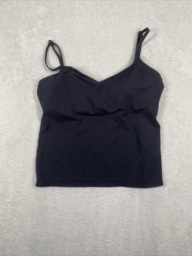 Lauren Ralph Lauren Black Spaghetti Strap Cami Tank Top Built in Bra Women's 12