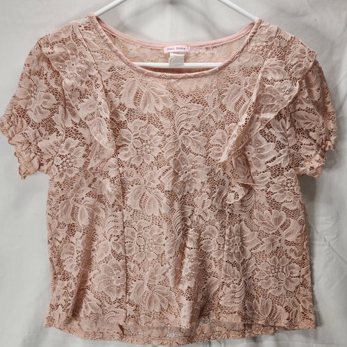 LAUREN RALPH LAUREN Vintage Ralph Lauren Pink Peony Lace Blo Ruffle Detail Short Sleeve Size 1X
