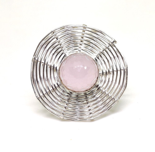 Natural Lovely Rose Quartz Round Cut Gemstone Fashion Jewelry Ring Size   9 US