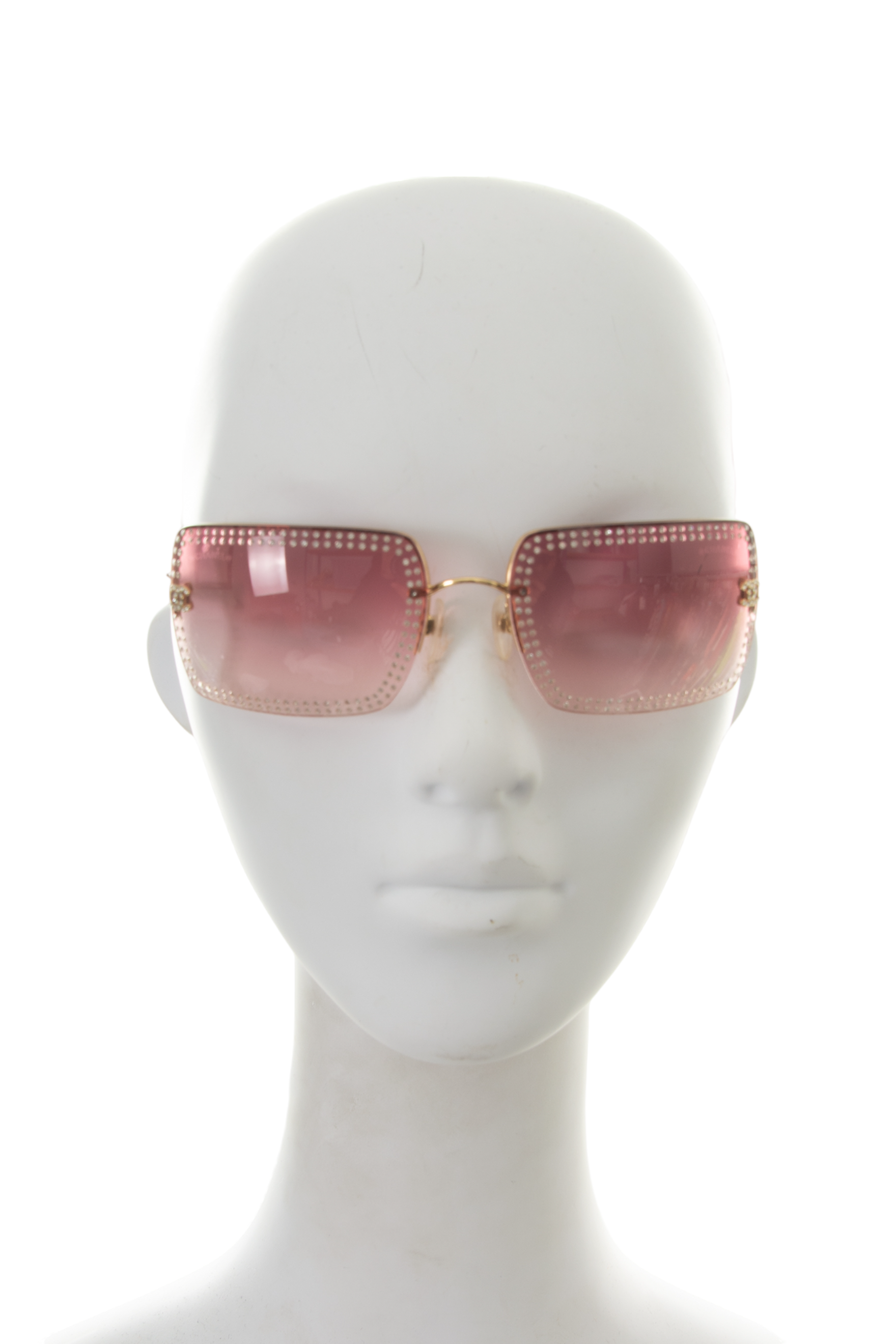 CHANEL CC Pink Rhinestone Sunglasses