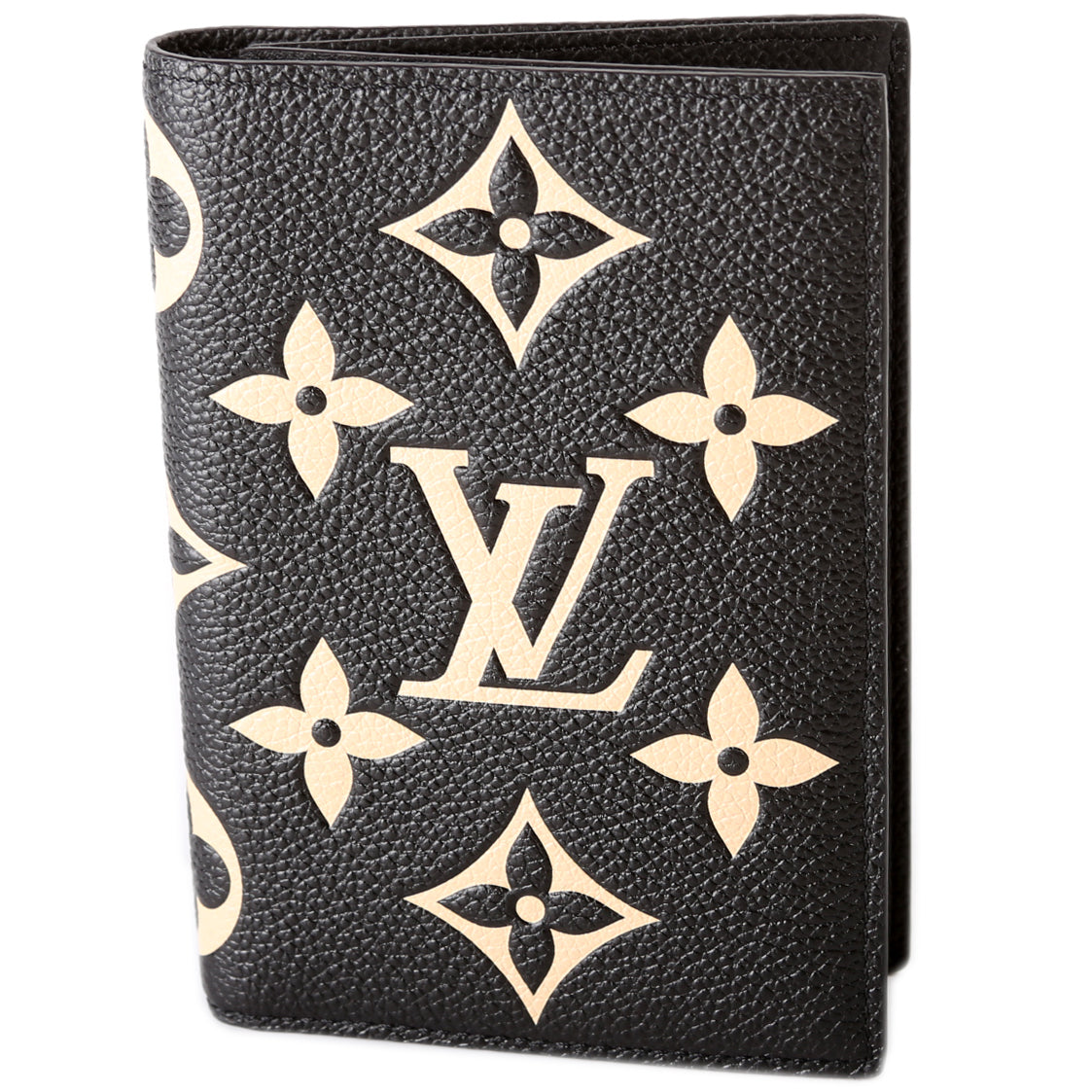 LOUIS VUITTON Passport Cover Bicolor Empreinte Black Tan