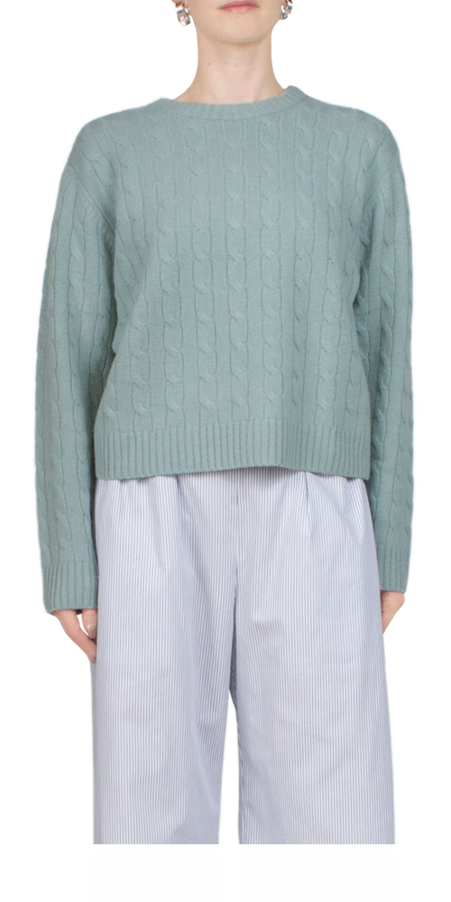 LESET Zoe Cable Crew Seafoam