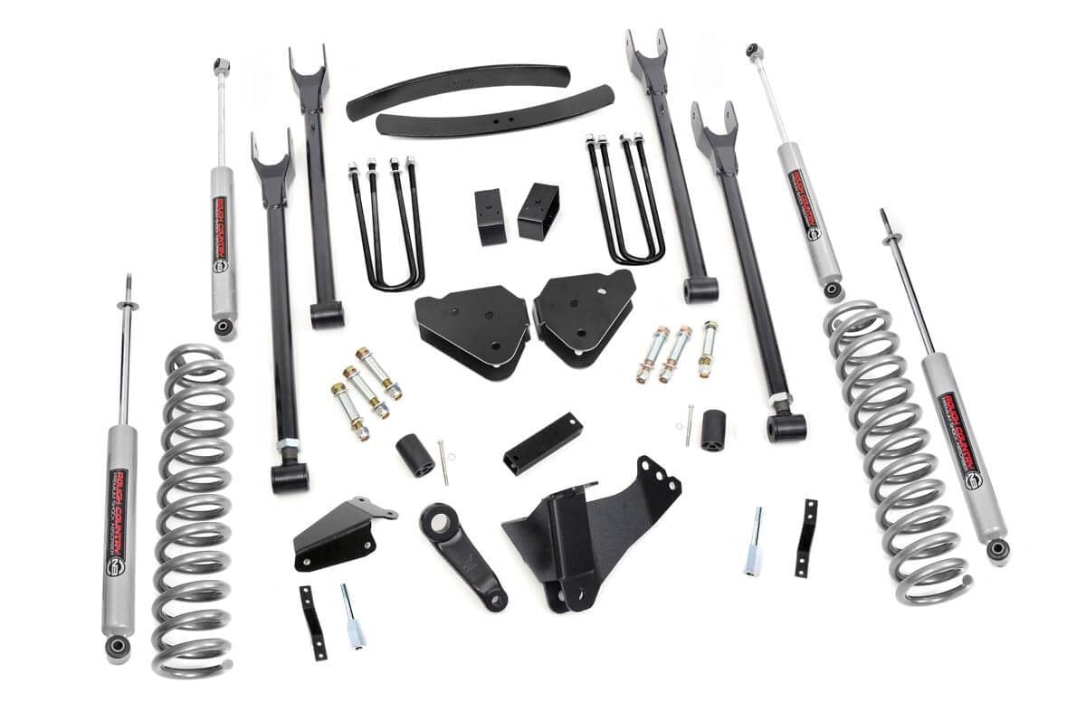 ROUGH COUNTRY 6 Inch Lift Kit   Diesel   4 Link   No OVLDS   Ford F 250/F 350 Super Duty (05 07)