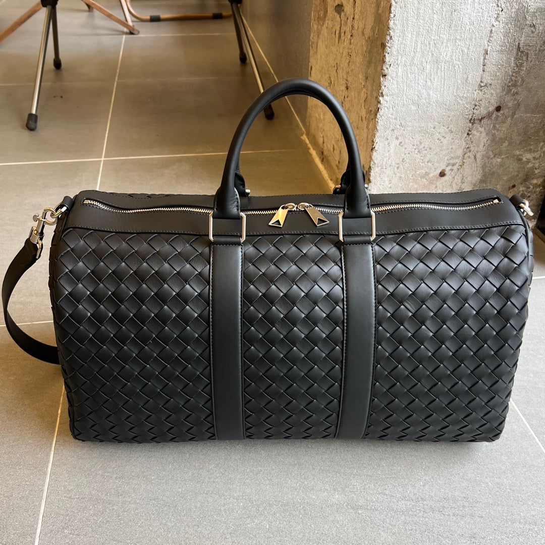 BOTTEGA VENETA BAG INTRECCIATO 62 CABIN DUFFLE IN BLACK CALFSKIN