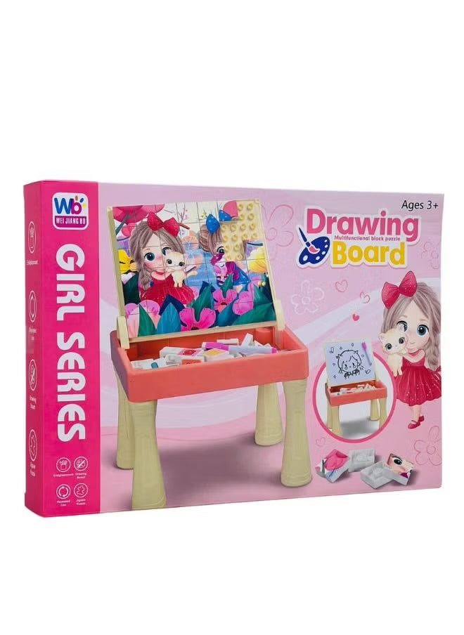 WEI JIANG BO Drawing Board Girl Series With Puzzle Blocks Writing Board