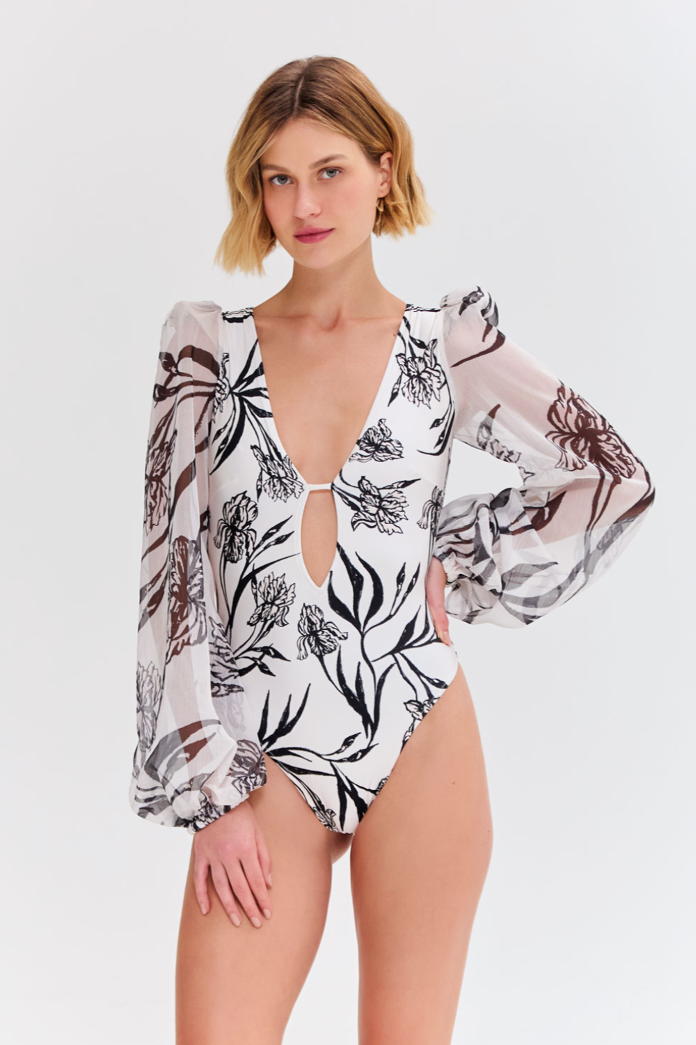 PATBO IRIS LONG SLEEVE EMBROIDERED ONE PIECE