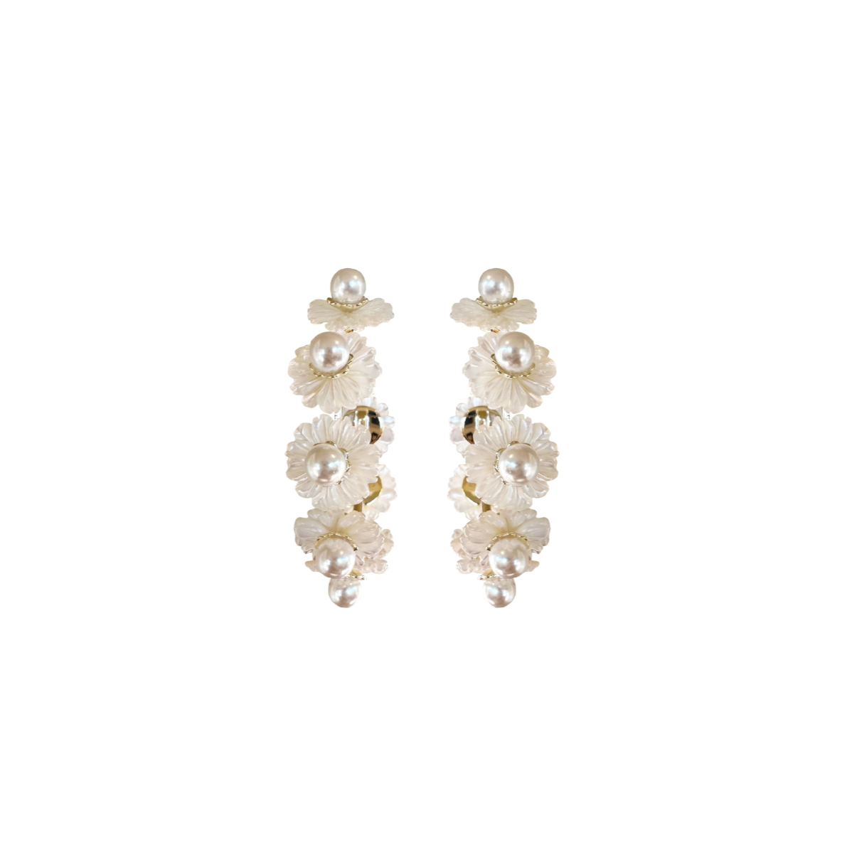 NICOLA BATHIE Petite Mother Of Pearl Wildflower Hoops
