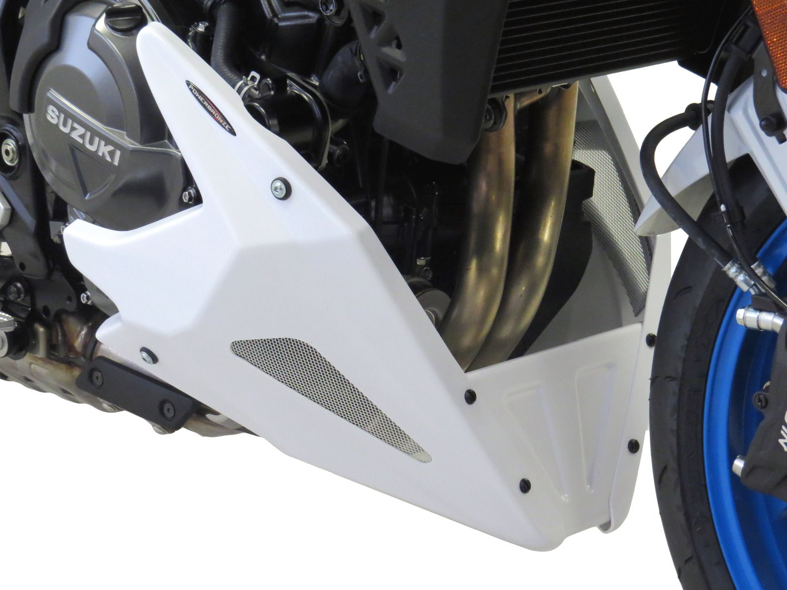 Suzuki GSX 8S, 2023   Belly Pan Black & Silver Mesh by Powerbronze.