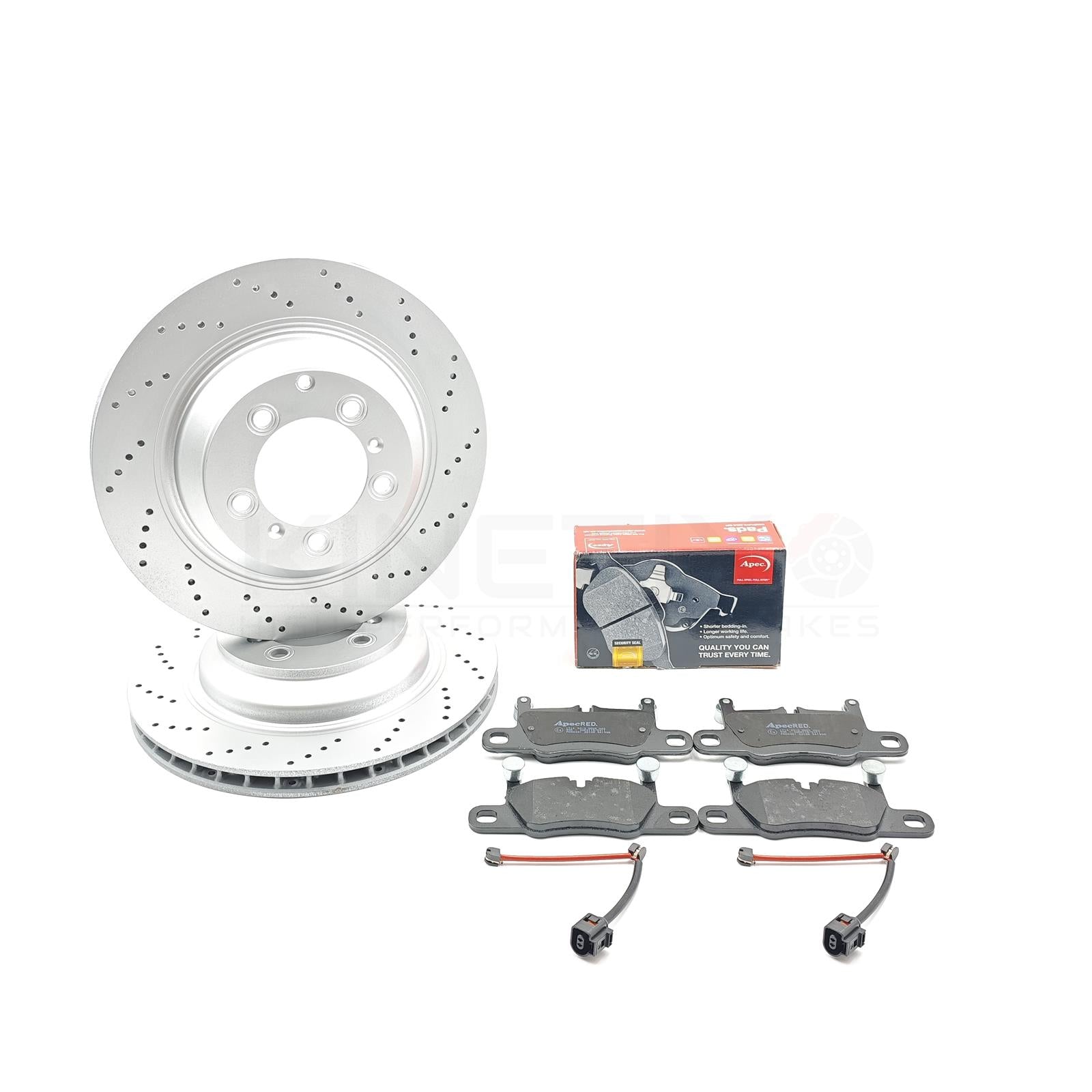 KINETIX FOR AUDI E TRON GT PORSCHE CAYENNE TAYCAN DRILLED REAR BRAKE DISCS PADS 358mm