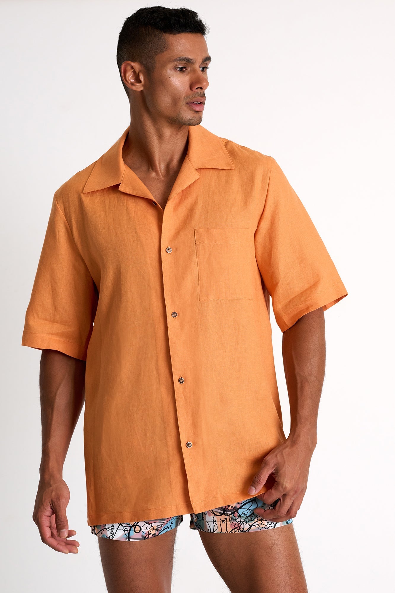 Shan Lin Short Sleeve Linen Shirt   62536 80 210