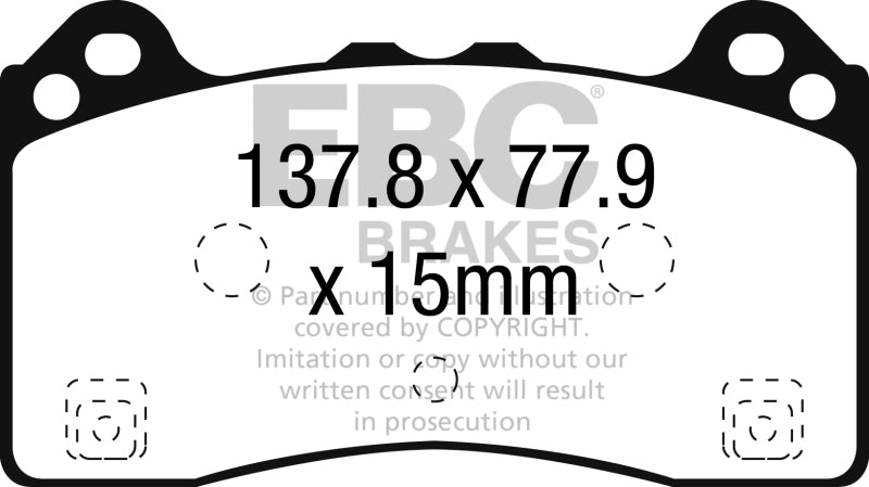EBC 16 18 Ford Focus RS Redstuff Ceramic Low Dust Front Brake Pads