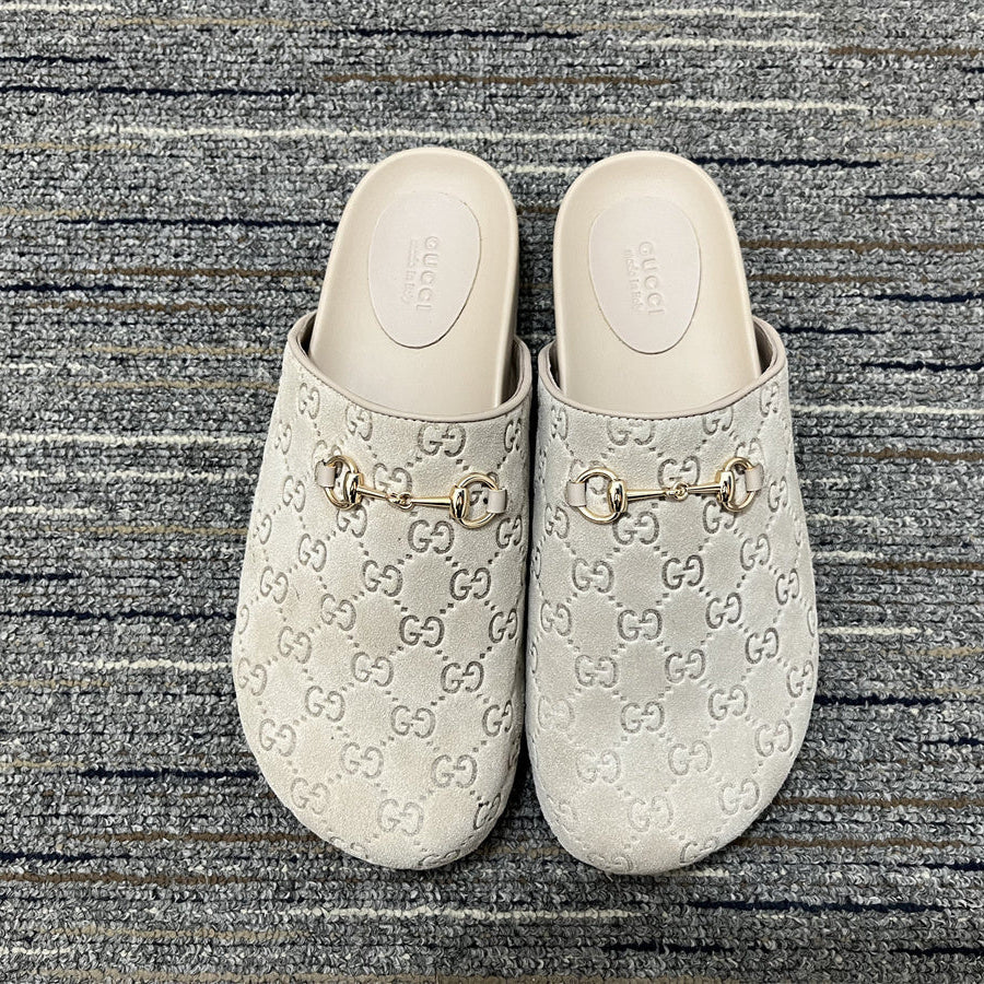 GG WOMEN SHOE Horsebit Mule Beige Suede