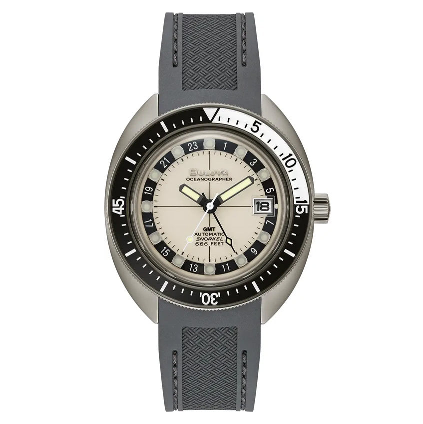 Bulova Oceanographer GMT Men's White Grey Watch 98B407