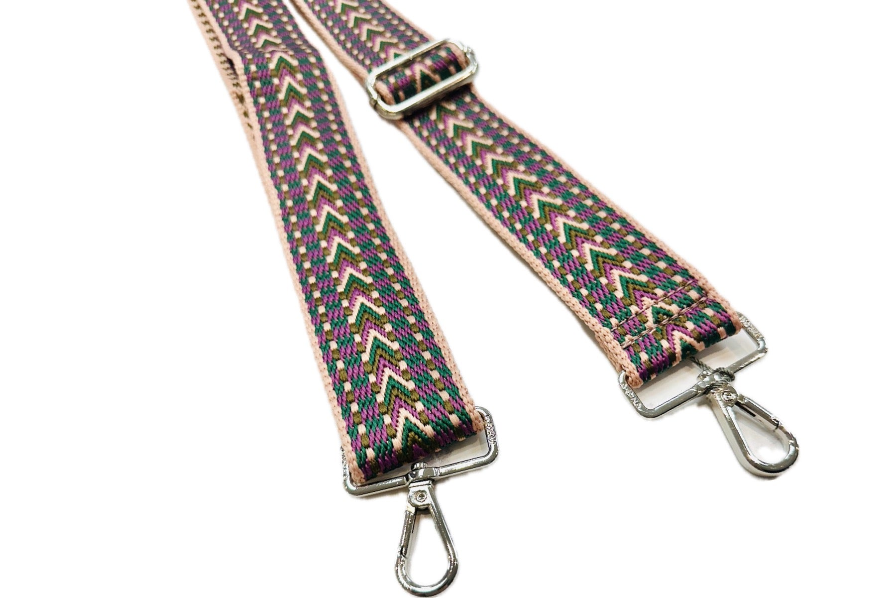 DAVID JONES Chevron & Dots Print Bag Strap   Pink Green Purple