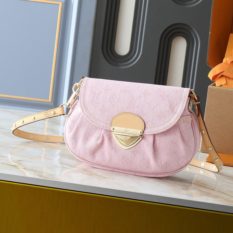 LV BAG LV Sunset Bag 27cm Pink Monogram Denim Gold Hardware
