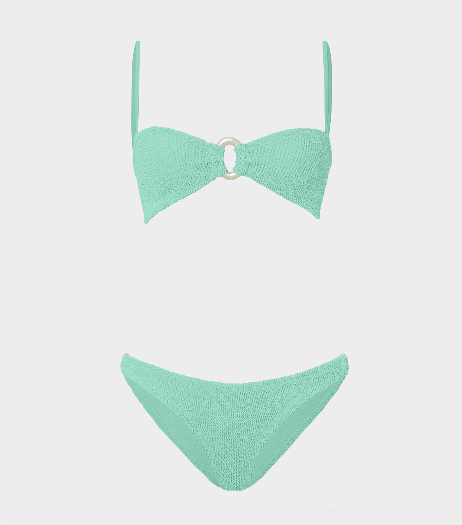 HUNZA G Misty Bikini With Pearly Hoop   Metallic Mint