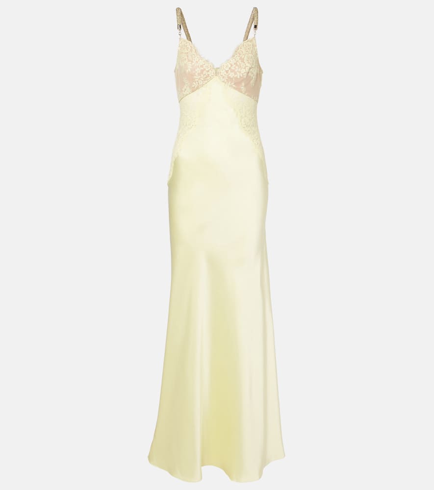Self Portrait x Christopher Kane lace trimmed satin maxi dress