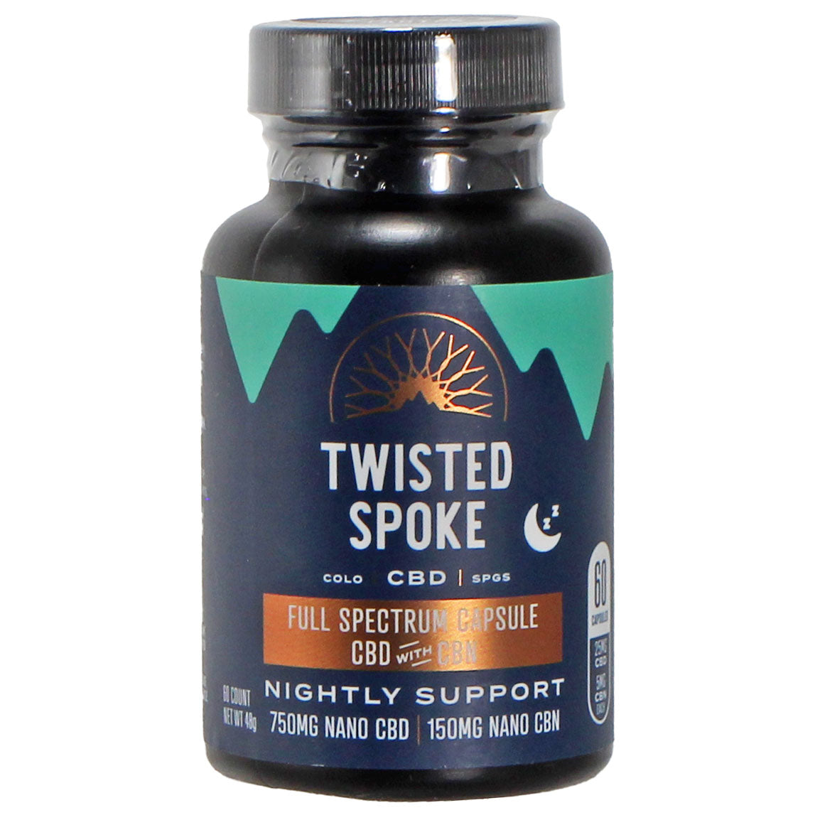 Twisted Spoke CBD Full Spectrum CBN Nano Capsules, 60ct   25mg