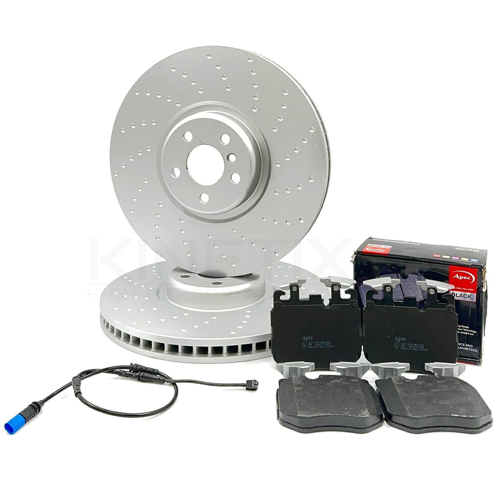 KINETIX FITS BMW 540d G30 G31 M SPORT FRONT BRAKE DISCS APEC BLACK PADS SENSOR 395mm