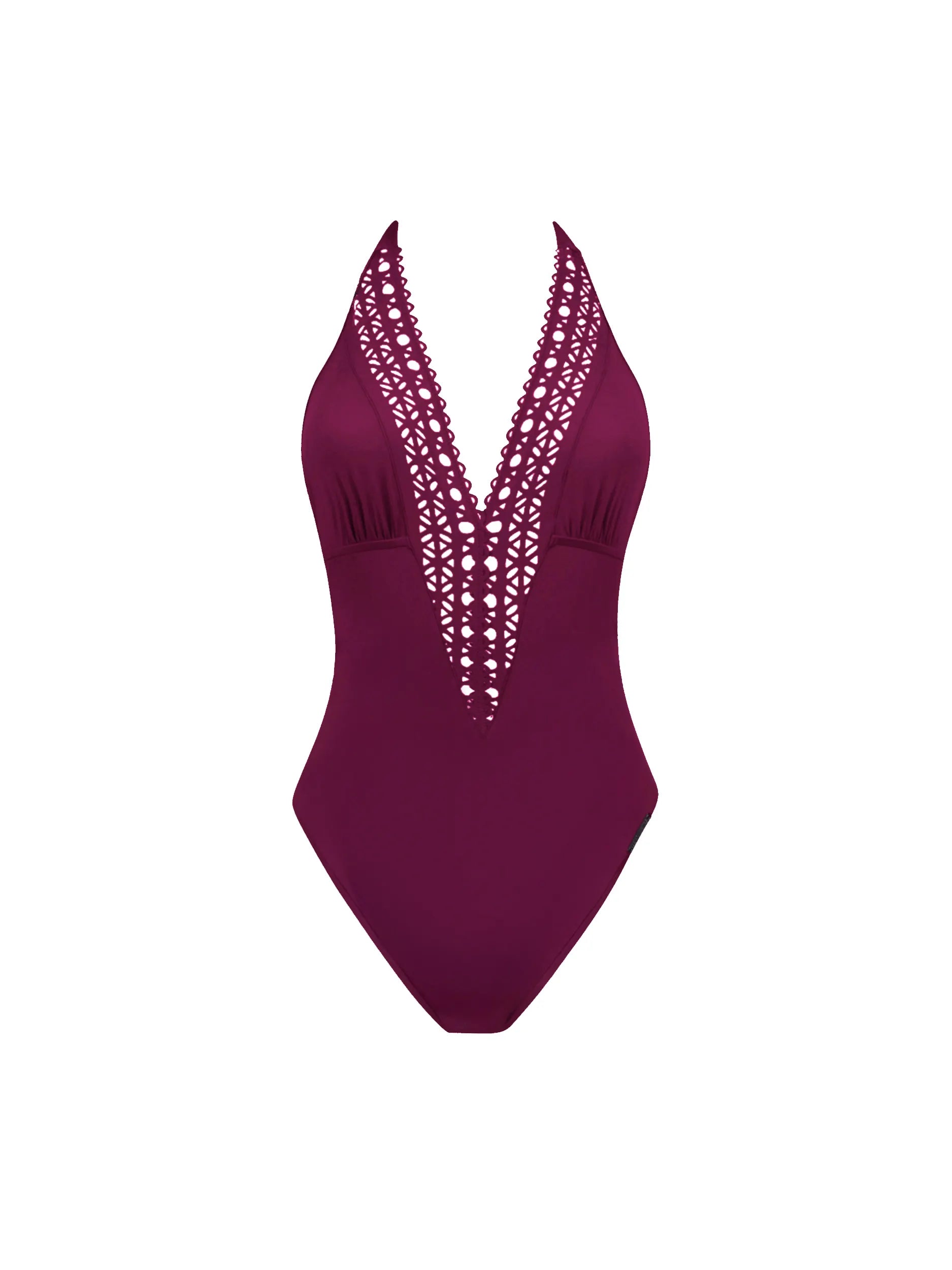 LISE CHARMEL SWIMWEAR AJOURAGE COUTURE Lise Charmel Swimwear   Ajourage Couture Plunging Back And Front Halter Swimsuit Ajourage Prune