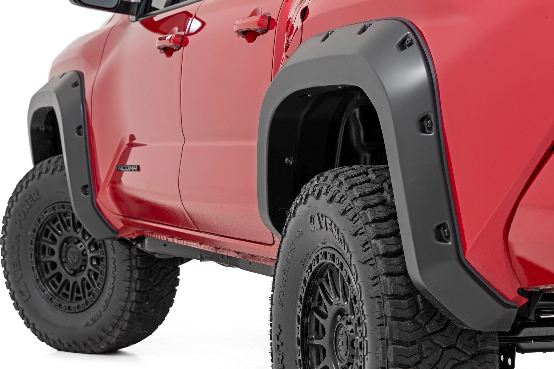 ROUGH COUNTRY Pocket Fender Flares   202 Gloss Black   Toyota Tacoma 2WD/4WD (2024 2025)   F T12421 202